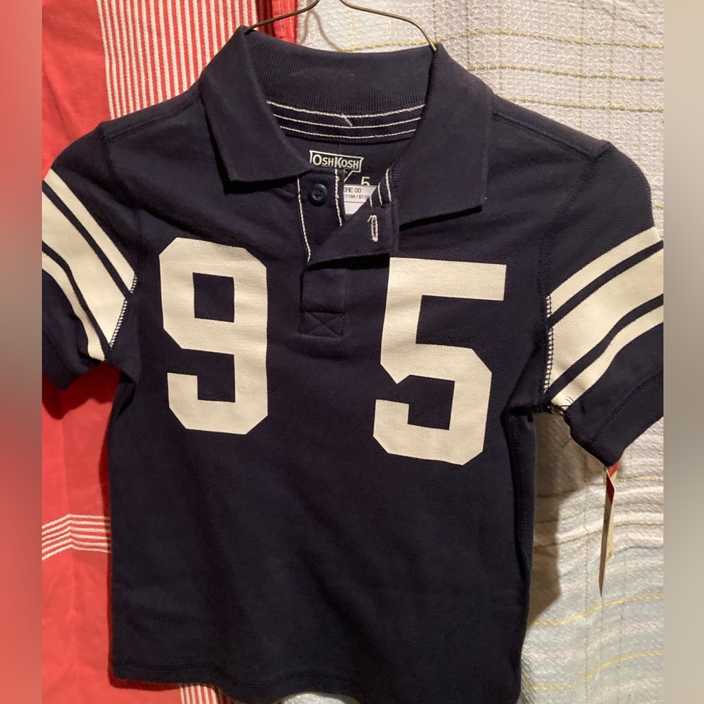 Oshkosh Polo Shirt Youth Boys size 5 #95 New With Tags NWT kids Blue